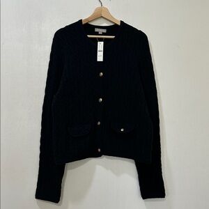 J. CREW Black Button-Up Cardigan Sz LG New